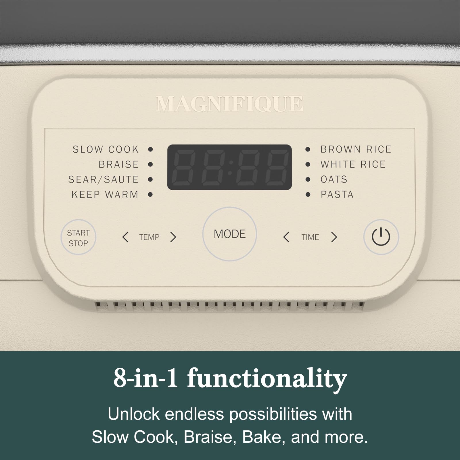 MAGNIFIQUE 6 Quart Multi-Cooker with 8-in-1 Casserole Programmable Slow Cooker, Dutch Oven, Pasta, Nonstick, Oven Safe Pot to 500°F Oatmeal