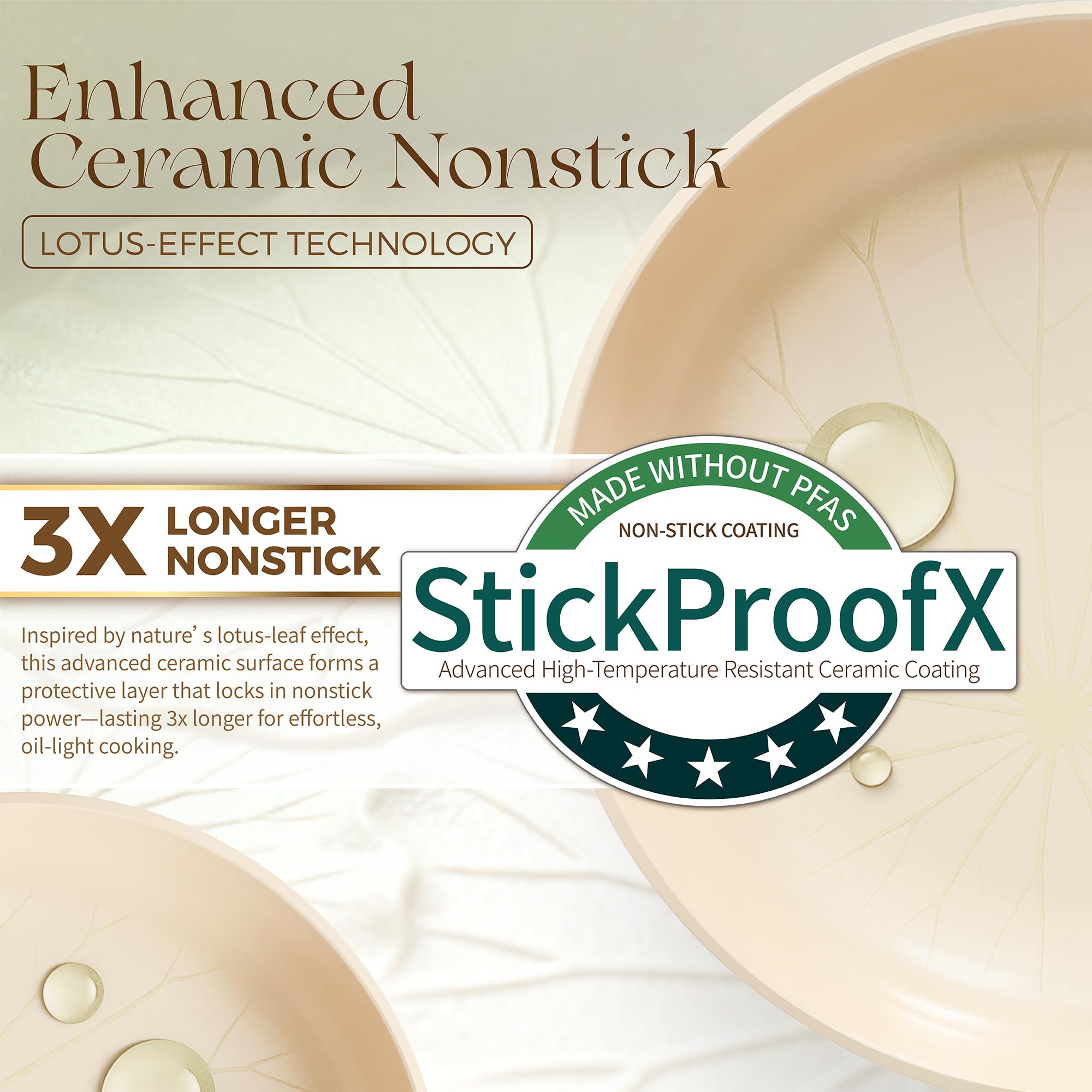 PRICUSIS Nonstick Ceramic Frying Pan with Lid, 8/10 Inch Skillet with Stay Cool Handle, Fully Coated, 100% Dishwasher Safe, PTFE PFAS & PFOA Free (10 Inch, Coconut White