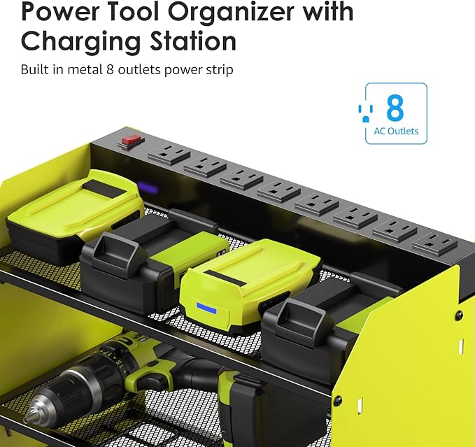 CCCEI Wall Mount Modular Tool Charging Organizer, Green, 2 Pack, 3 Tier.