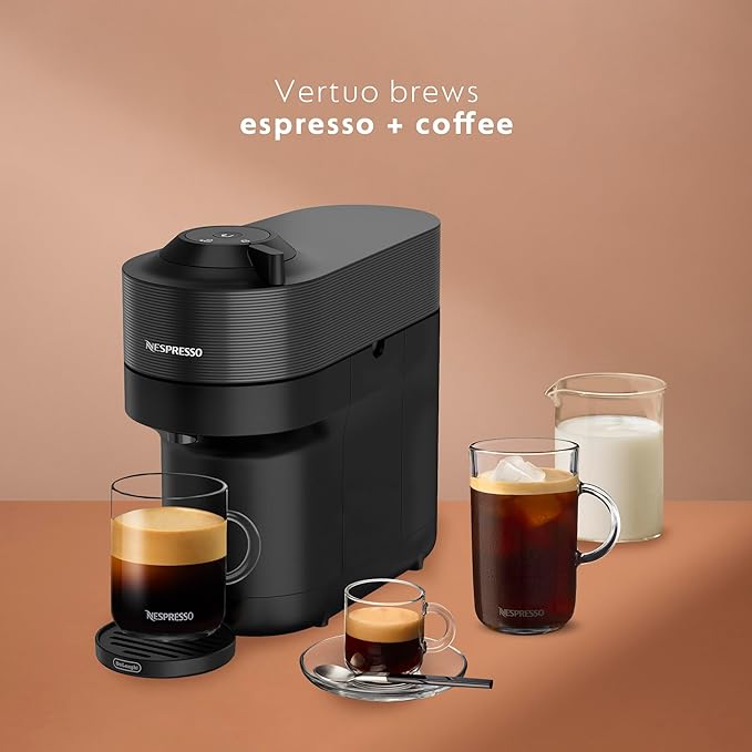 Nespresso Vertuo Pop+ Coffee Machine with Milk Frother, Liquorice Black