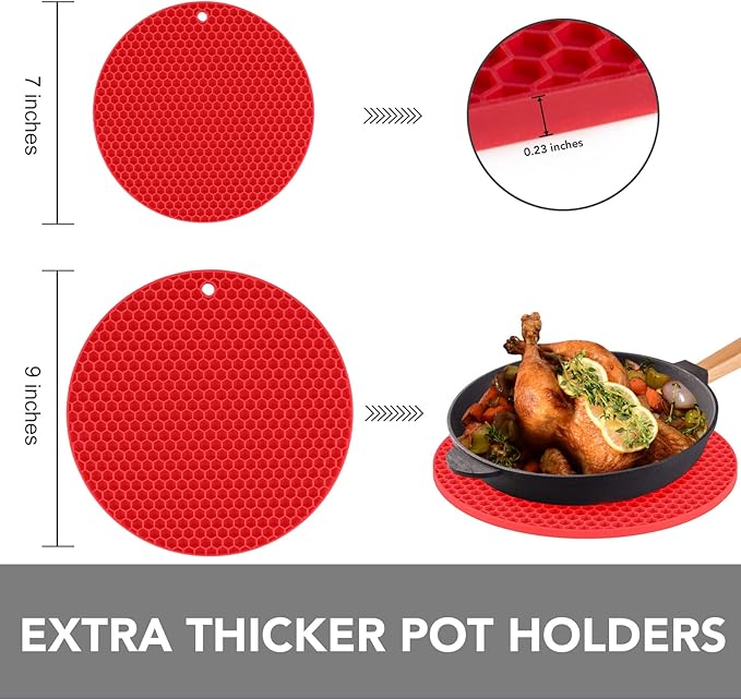 Joyhalo 4 Pack Silicone Trivet for Hot Dishes