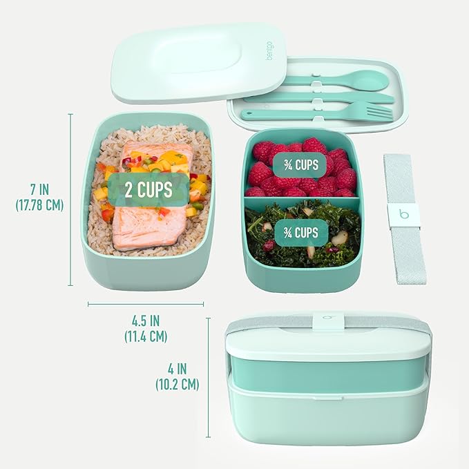 Bentgo Classic Stackable 3-Compartment Adult Bento-Style Lunch Box