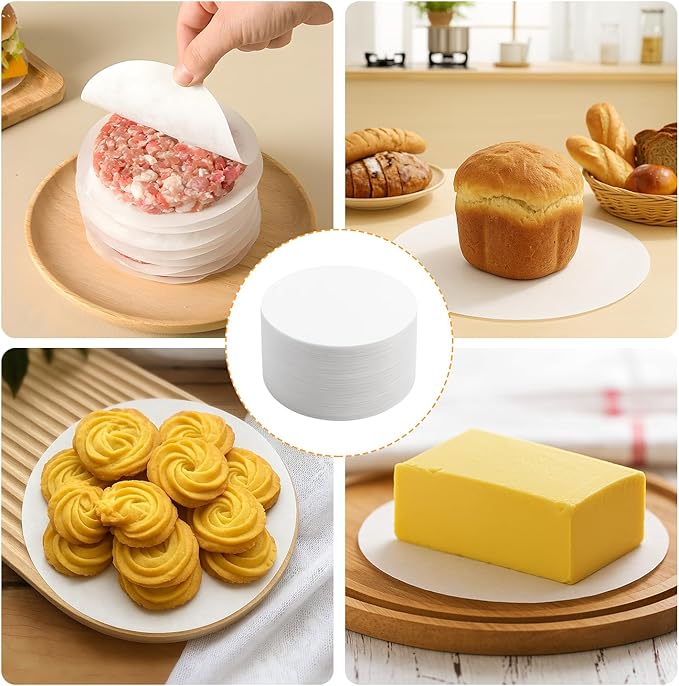 200PCS Hamburger Patty Paper, 4.5 Inch Round Non-Stick Patty Paper Sheets,Baking Parchment Rounds for Burger Press,Separating Burger Patty, Cookies and Baking