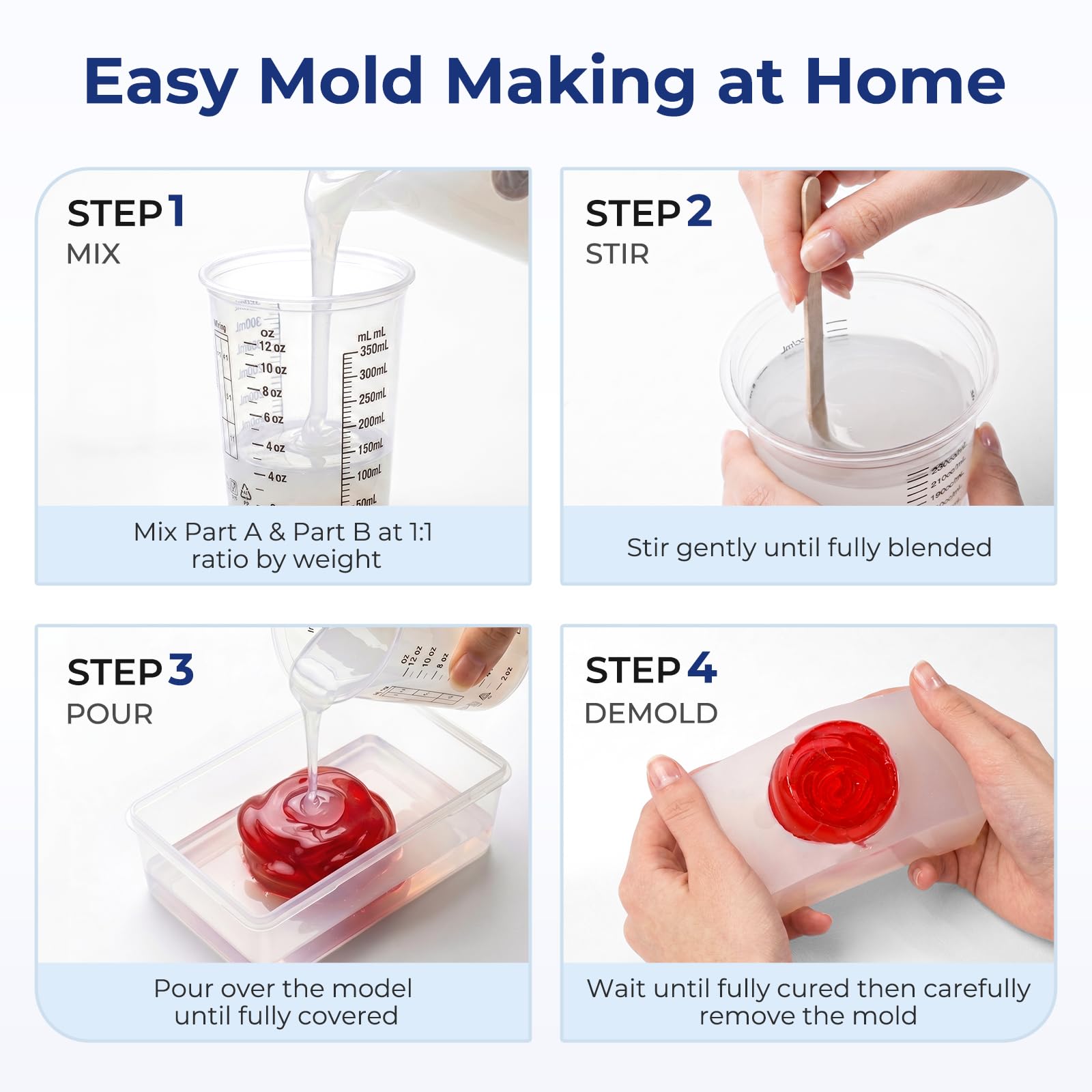 Nicpro 80oz Silicone Mold Making Kit, 15A Platinum Liquid Silicones Rubber