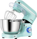 Aucma Stand Mixer,6.5-QT 660W 6-Speed Tilt-Head Food Mixer, Kitchen Electric Mixer with Dough Hook, Wire Whip & Beater (Blue, 6.5QT)