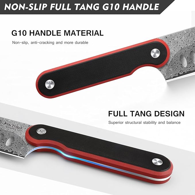 Santoku Knife 7 Inch, 67-Layer Damascus Steel Chef Knife with G10 Handle
