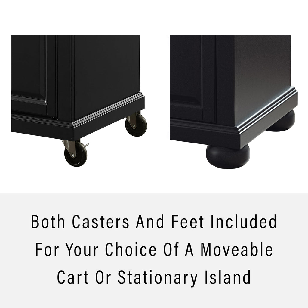 Crosley Furniture Alexandria Granite Top Rolling Kitchen Island Storage Cart, Microwave Stand, Spice Rack, Black