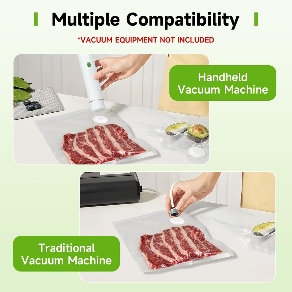 Vixino Vacuum Sealer Bags, 40 Reusable Vacuum Sealer Bags for Food Storage, BPA-Free, Meal Prep and Sous Vide Cooking,Works for Handheld Sealer and Vac Sealer Machine with External Vacuum Systems
