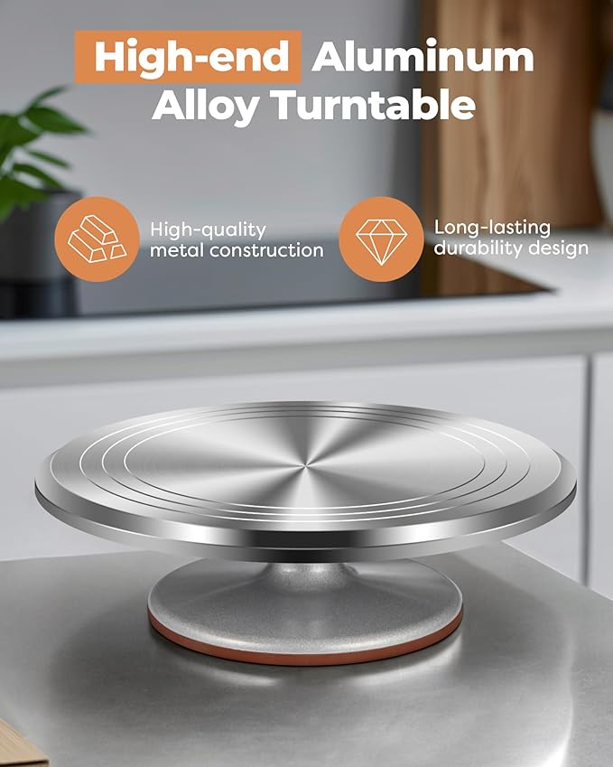 Kootek Aluminum Cake Stand Turntable for Party, Base Giratoria Para Pastele