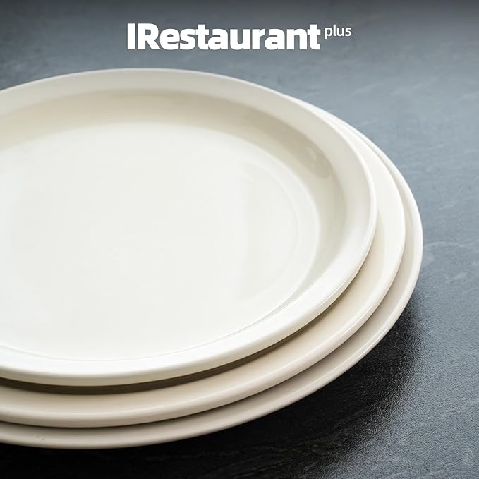 IRESTAURANT PLUS Stoneware Narrow Rim Commercial Grade Dinnerware America White, Plate 9", Case of 24