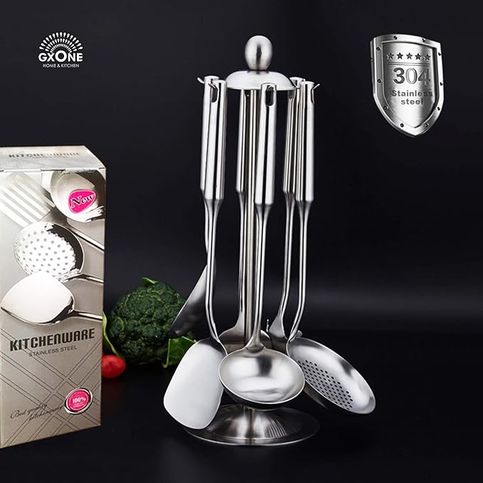Cooking Utensils Set,6 PCS with Utensils Holder,304 Stainless Steel