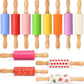 Honglida Mini Silicone Rolling Pin for Kids, Non-stick Surface Wood Handle, 9 Inch 12 Pack