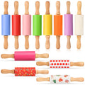 Honglida Mini Silicone Rolling Pin for Kids, Non-stick Surface Wood Handle, 9 Inch 12 Pack