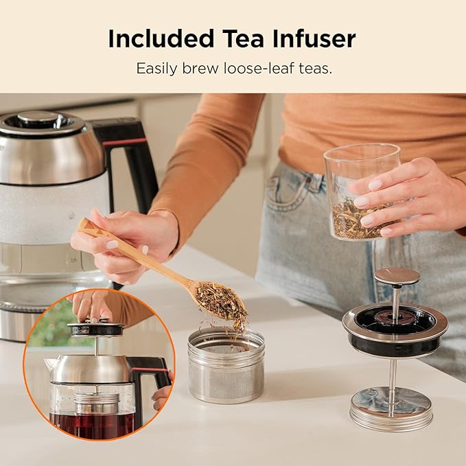 CUCKOO 1.7L Glass Electric Kettle with Tea Infuser, CK-G170BS