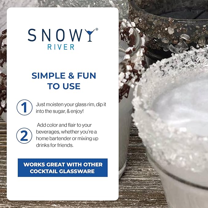 Snowy River Clear, Cocktail & Margarita Sugar Rimmer - Vibrant Naturally Colored Sugar for Cocktail Rimming, Baking & Decorating, Medium Crystal - 80oz