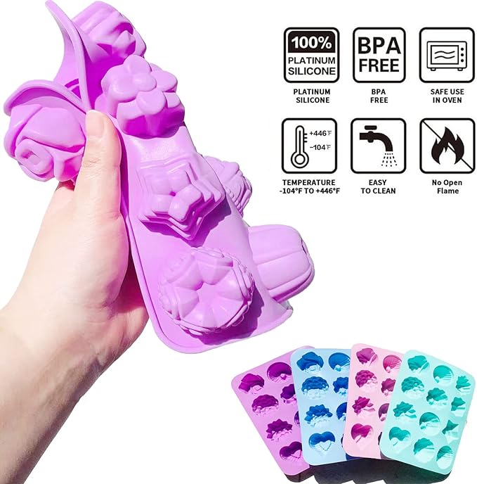 4 Pcs Flower Silicone Soap Molds-Soap Molds for Soap Making