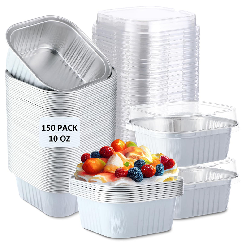 Aoriher 150 Pcs 10 oz Mini Cake Pans with Lids White