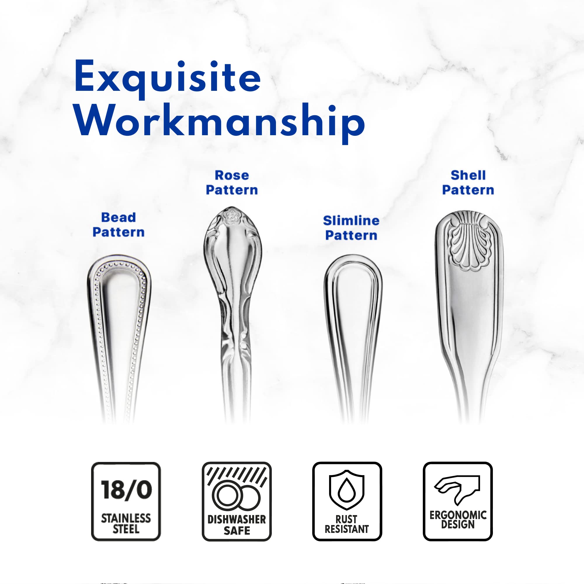 New Star Foodservice Shell Pattern 18/0 Stainless Steel Flatware Set, 60-Piece Set, Commercial Grade