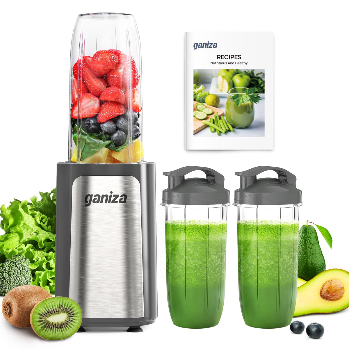 Ganiza Smoothie Blender, 14Pcs Portable Personal Blender Shakes & Smoothies