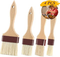 Pastry Brushes for Baking Basting Brush with Boar Bristles and Beech Hardwood Handles Culinary Oil Brush for Barbecue Butter Grill BBQ Sauce Baster Marinade Kitchen Food Cooking Brushes - 4PCS