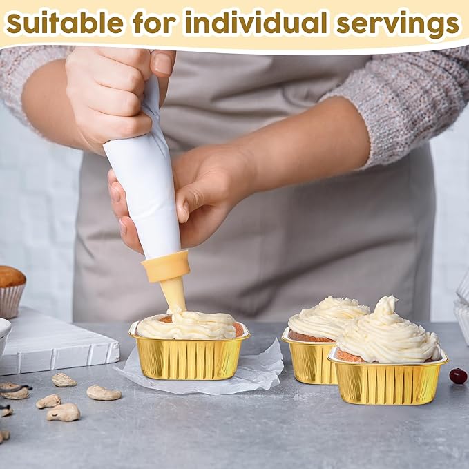 Aoriher 150 Pcs 10 oz Mini Cake Pans with Lids Aluminum Foil Baking Cup Disposable Square 4 x 4 Large Baking Tin, Muffin Pan Cheesecake Kitchen Brownie Pudding Desserts Holder(Multicolor)