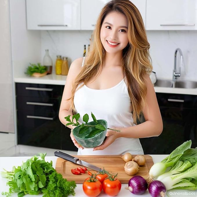 MGMGART Herb Stripping Bowl with 4 Different Holes Efficient Leaf Removal Tool for Parsley, Cilantro, Vegetables - Durable Resin Kitchen Gadget Veggie Herbs Stripper Imitation Ceramic Pottery Design