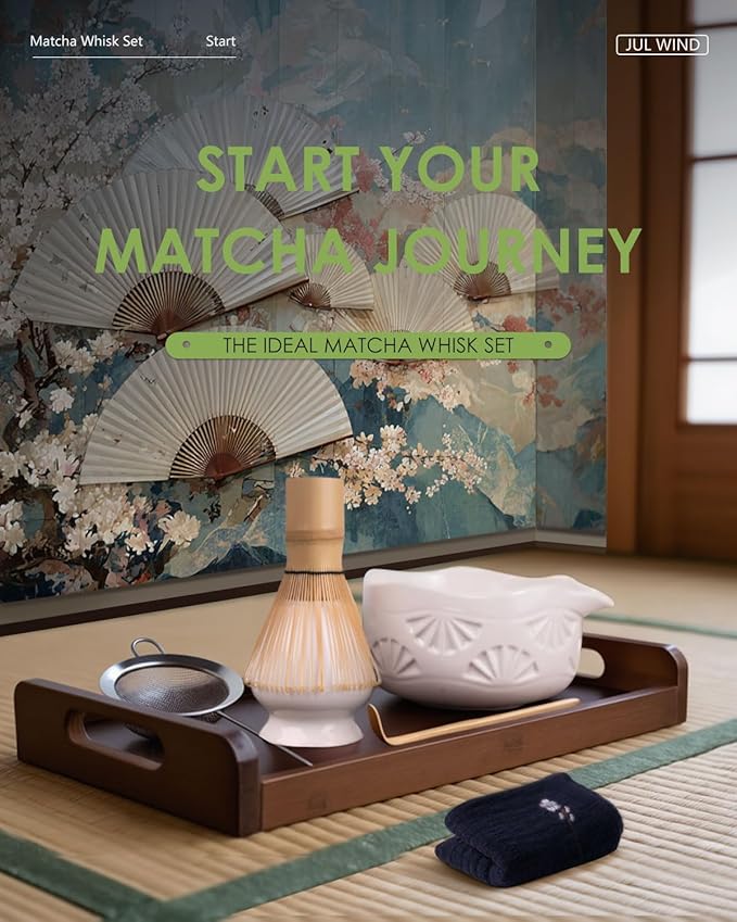 Matcha Whisk Set, Ceramic Matcha Set Includes Matcha Bowl and Matcha Whisk