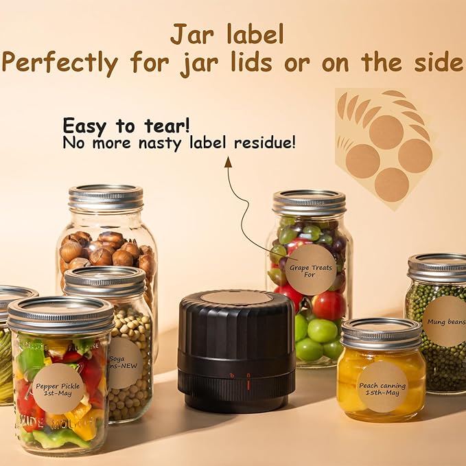 HTPOW Automatic Mason Jar Vacuum Sealer, One-Touch for Food Storage
