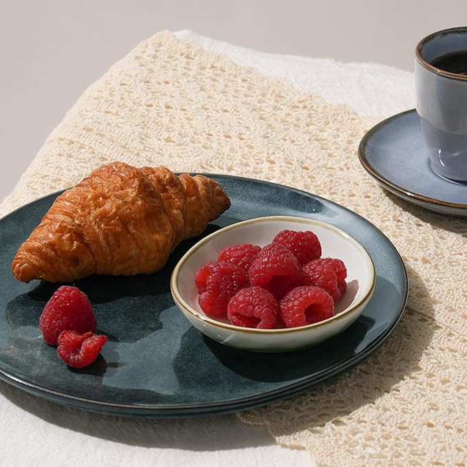 famiware Ceramic Soy Sauce Dish, 2.1oz Dipping Bowl Set of 6, Vanilla White