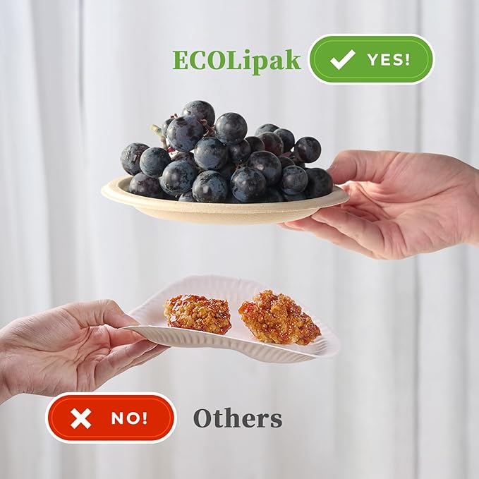ECOLipak 6 in 200 Pack Natural Disposable Compostable Dessert Paper Plates