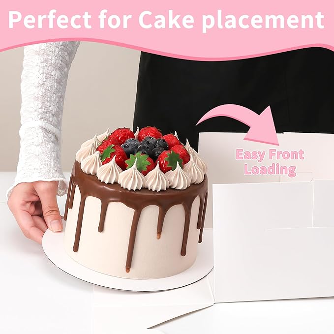 CHENZEM 28 Sets 6x6x5 Cake Box, White Cake Box with Window 6" White Cake boxes Round Boards, 6inch Cake Containers with Lids for Easter and Mother's Day Cheesecake, Cakes(6 * 6 * 5inch/28pcs)