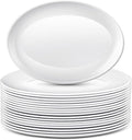 Dandat 24 Pack 14" Large Serving Platters Set Melamine Oval Plates Trays for Party Entertaining Wedding Food Display, White Serving Dish for Cookie Fruit Appetizers Dessert Sushi, Dishwasher Safe