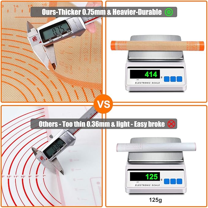 Silicone Pastry Mat 36X24 inch Baking mat Perfect for Dough, Pastry, Pie Crust, Fondant, Cookies, Bread, Pasta/Pizza,Pastry Board, Kitchen Counter Mat