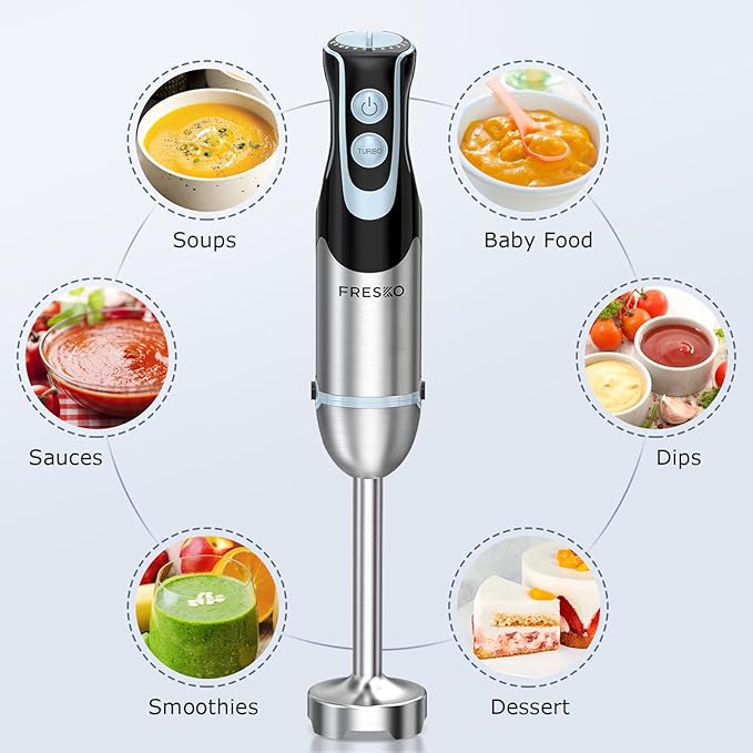 Immersion Blender Handheld, 2-In-1 Hand Blender with 12-Speeds & Turbo Mode