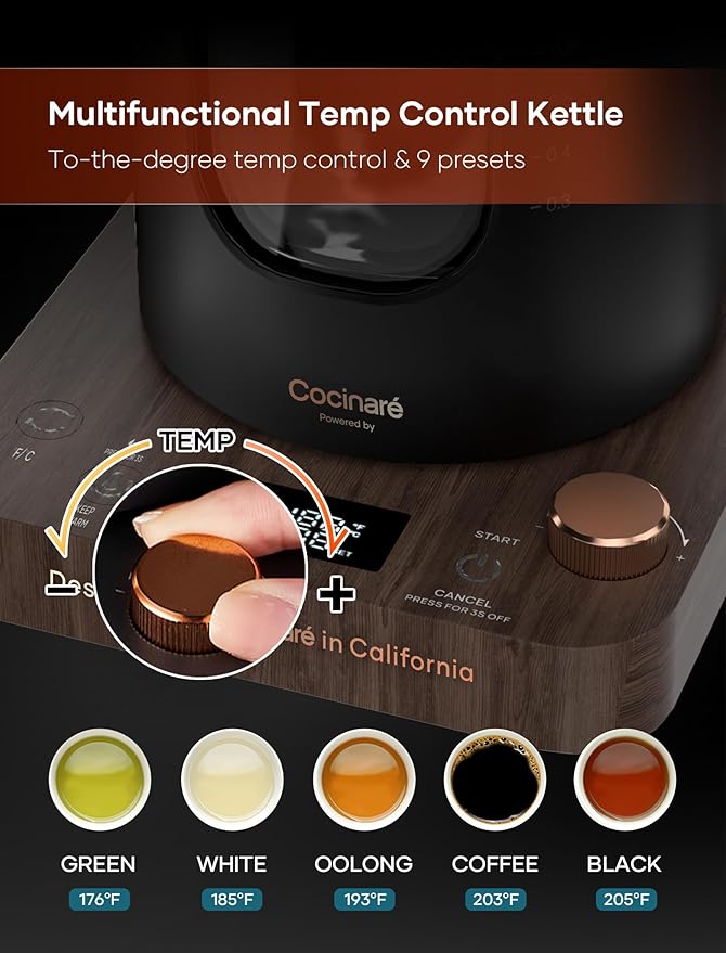 INTASTING Electric Tea Kettle with Infuser, 1℉ Temperature Control, 1 Liter