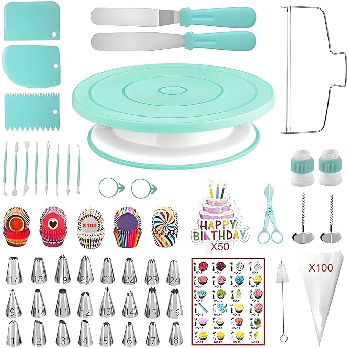 ANSLYQA Cake Decorating Kit, 298 Pcs Baking Tools (Green)