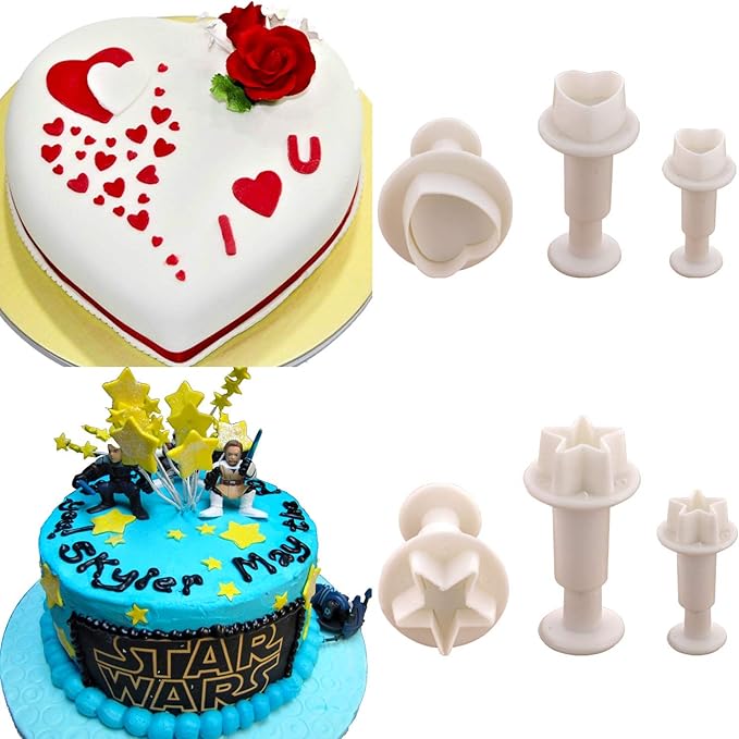 MOACC Cake Tools 36 Piece Fondant Cake Cookie Plunger Sugarcraft Flower Leaf Butterfly Heart Shape Decorating Mold DIY Icing Plunger Tools