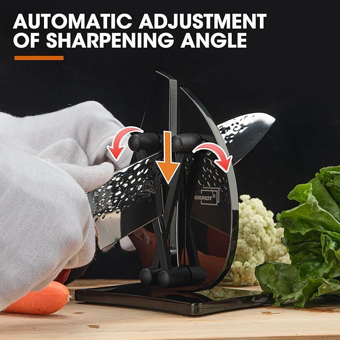 Grihot VN3 Professional Knife Sharpener | 3-Action Tungsten Carbide, Black