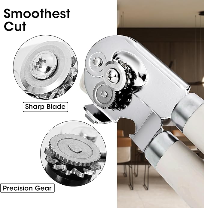 Beneno Heavy Duty Hand Can Opener Manual with Magnet Lid Remover, Beige