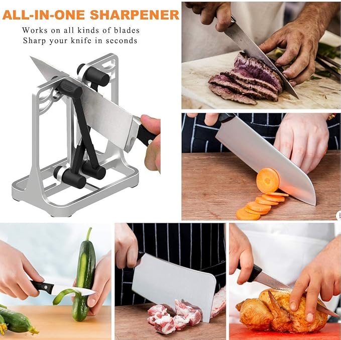 Knife Sharpener Tool with Self-Adjusting, Stainless Steel Tungsten Carbide
