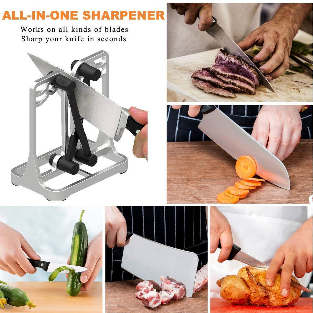 Knife Sharpener Tool with Self-Adjusting, Stainless Steel Tungsten Carbide
