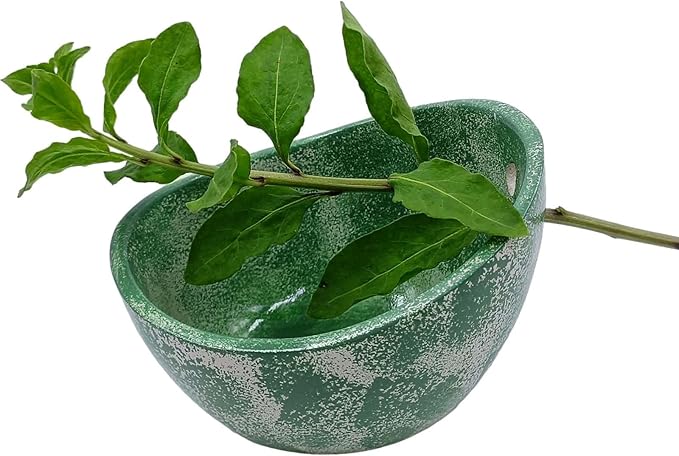 MGMGART Herb Stripping Bowl with 4 Different Holes Efficient Leaf Removal Tool for Parsley, Cilantro, Vegetables - Durable Resin Kitchen Gadget Veggie Herbs Stripper Imitation Ceramic Pottery Design