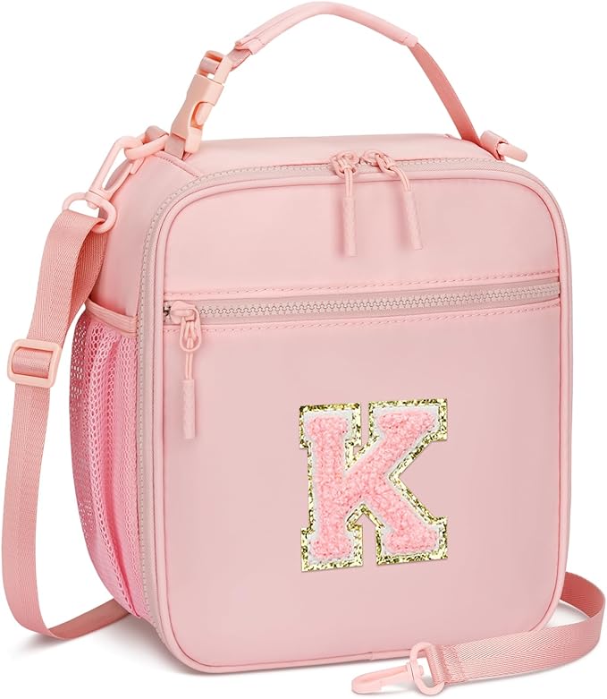 CLOUDWINGS Lunch Box Kids Large Initial Insulated Lunch Bag for Girls