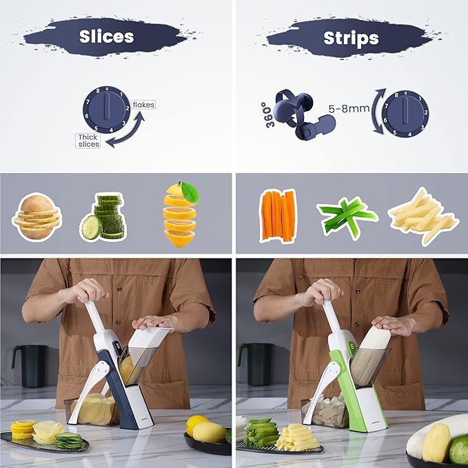 SupMaKin Safe Mandoline Slicer for Kitchen,Adjustable Potato Slicer 1-8 mm