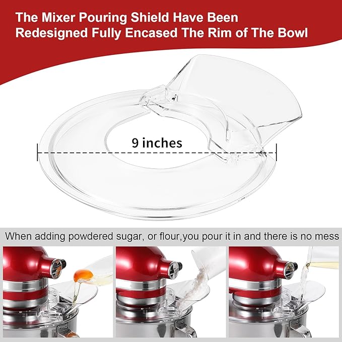 Pouring Shield for KitchenAid 4.5-5 Quart Tilt-Head Stand Mixers