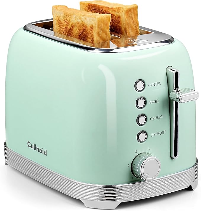 Culinaid Toaster 2 Slice Retro Stainless Steel, Aqua Green