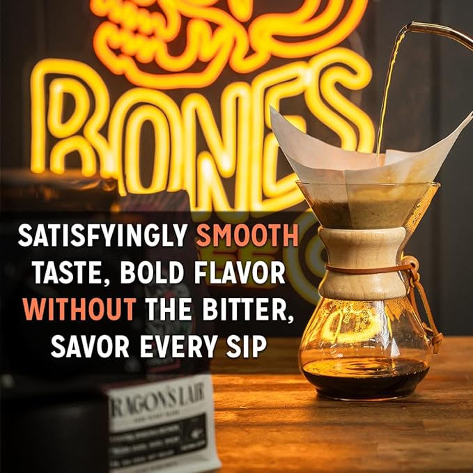 Bones Coffee Company Megalodonut, Boston Cream Donut Flavored Coffee, Medium Roast Low Acid Arabica Beans Compatible with Auto drip and French Press Coffee Maker, 12 Oz Whole Bean