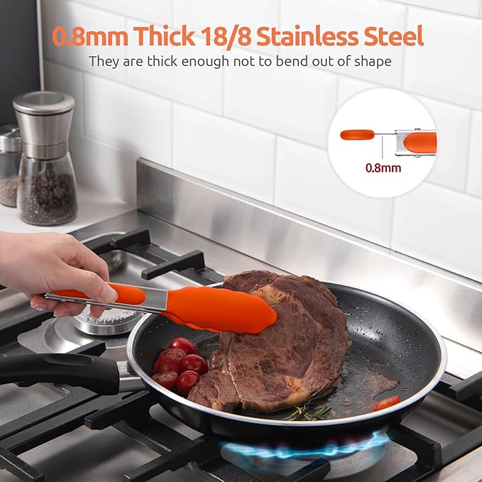 U-Taste Kitchen Tong for Cooking, 600ºF Heat-Resistant Tps, 7in/Orange