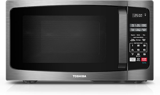 TOSHIBA Microwave Oven, 0.9 Cu.Ft, 900W, Black Stainless Steel