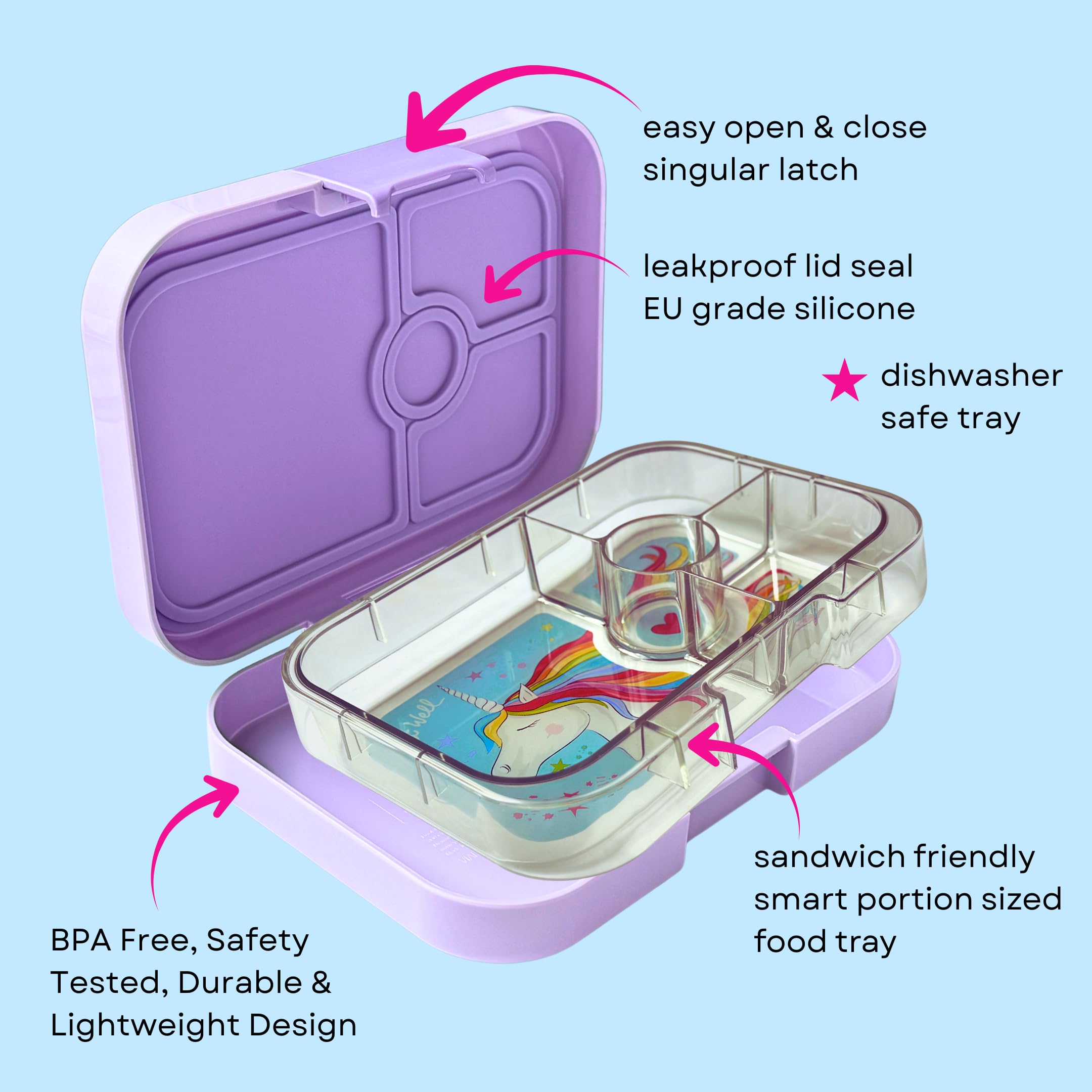Yumbox Panino Leakproof Bento Lunch Box - Lavande Purple Unicorn